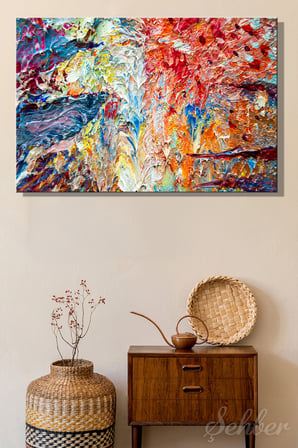 Yatay Kanvas Tablo Tekli Ev Kafe Ofis Peter Nottrott'un Daydream Red And Gold XL 1 Soyut Eseri 2914