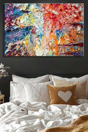 Yatay Kanvas Tablo Tekli Ev Kafe Ofis Peter Nottrott'un Daydream Red And Gold XL 1 Soyut Eseri 2914