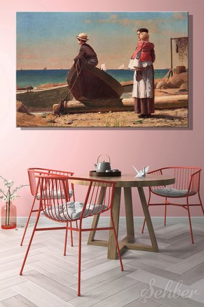 Yatay Kanvas Tablo Tekli  Winslow Homer Dad's Coming! Baba Geliyor! İsimli Eseri 2926