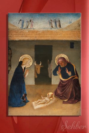 Dikey Kanvas Tablo Tekli Ev Kafe Ofis Zanobi Strozzi Doğuş The Nativity İsimli Eseri 2935