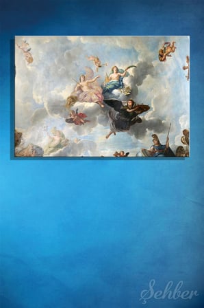 Yatay Kanvas Tablo Tekli Fransız ressam René-Antoine Houasse Ölümsüzlük Ve İlerleme Eseri 2943
