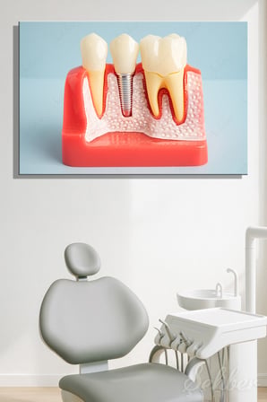 Yatay Kanvas Tablo Tekli Ağız Diş Sağlığı Dişçi Poliklinik Hastane Dental İmplant Simülasyonu 2949