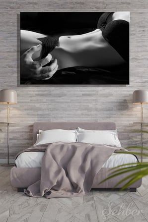 Siyah Beyaz Siyah İç Çamaşırlı Kadın Model Fotoğrafı Yatay Kanvas Tablo Tekli Ev Kafe Ofis 3031