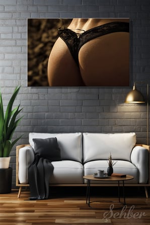  Siyah Dantel İç Çamaşırlı Kadın Model Fotoğrafı Yatay Kanvas Tablo Tekli Ev Kafe Ofis 3126