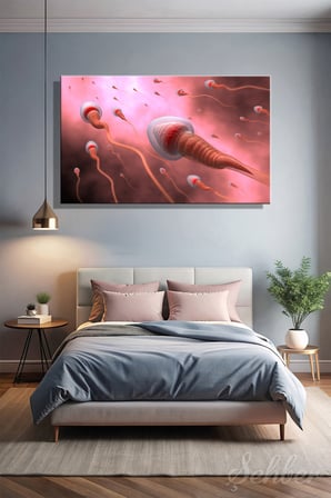 Sperm Hücrelerinin Yumurtaya Doğru Hareketi Tıbbi İllüstrasyon Kanvas Tablo Yatay Tekli 3366