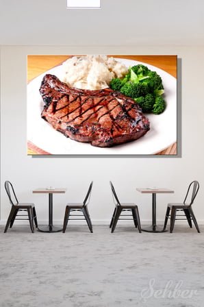 Black Angus" veya "Rib-eye Izgara Antrikot Bifteği Yatay Kanvas Tablo Lokanta Restoran Mutfak 3518