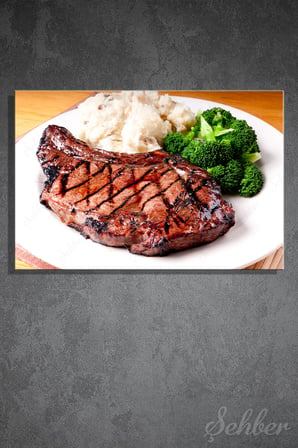 Black Angus" veya "Rib-eye Izgara Antrikot Bifteği Yatay Kanvas Tablo Lokanta Restoran Mutfak 3518