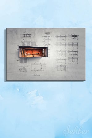 Teknik Çizim Arka Planlı Dekoratif Kanvas Tablo Yatay Tekli Emlakçı İnşaat Gyo Mimarlık 3529
