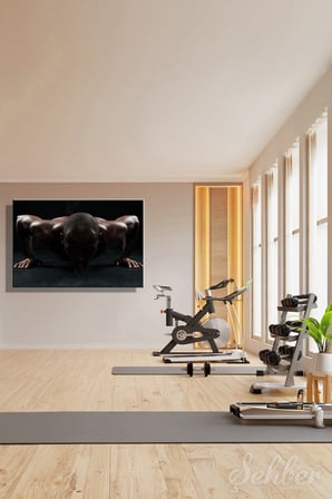 Şınav Çeken Kaslı Bir Siyahi Sporcu Dekoratif Yatay Kanvas Tablo Tekli Spor Salonu Fitness Eğitimi 3634