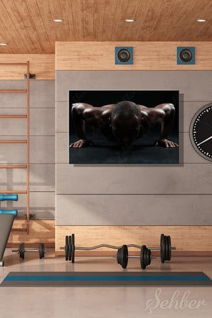 Şınav Çeken Kaslı Bir Siyahi Sporcu Dekoratif Yatay Kanvas Tablo Tekli Spor Salonu Fitness Eğitimi 3634