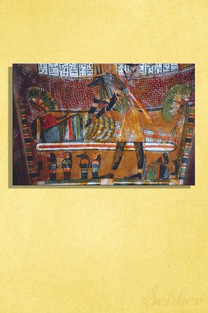 Çakal Başlı Mısır Tanrısı Anubis Mumyalama (Tahnit) Ritüeli Kanvas Tablo Yatay Tekli 3684