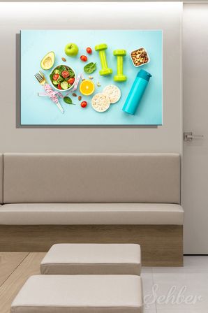 Sağlıklı Beslenme Aktif Yaşam Konsepti Kompozisyonu Yatay Kanvas Tablo Tekli 3697