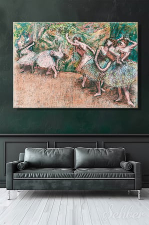 Edgar Degas'nın Pastel Boyayla Yaptığı Ünlü "Ballet Scene" Adlı Eseri Yatay Kanvas Tablo 3718