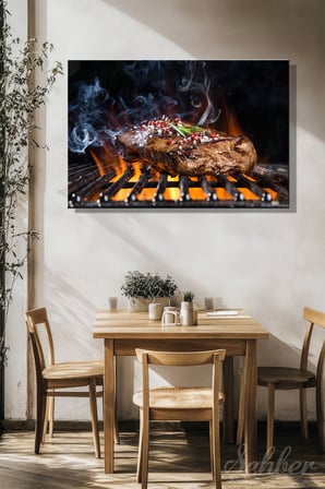Mangal Izgarasında Biberiye Taneli Baharatlar Dana Bonfile/Antrikot (Steak) Yatay Kanvas Tablo 3770