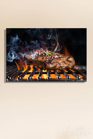 Mangal Izgarasında Biberiye Taneli Baharatlar Dana Bonfile/Antrikot (Steak) Yatay Kanvas Tablo 3770