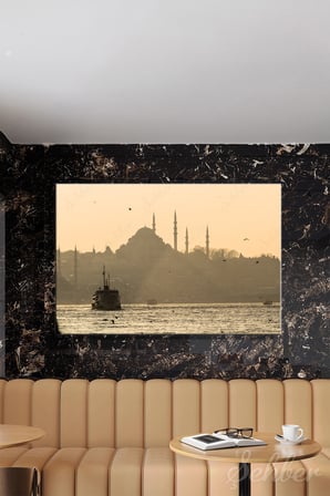 Gün Batımında İstanbul Silüetinin Tarihi Dokususu Nostaljik Bir Manzara Yatay Kanvas Tablo Tekli 3806