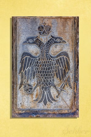 Tacı Küresi Ve Kılıcıyla Çift Başlı Kartal (Bicefalo Kartal) Figürü Dikey Kanvas Tablo Tekli 3827