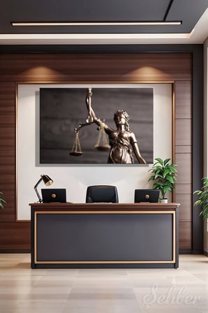Adalet Tanrıçası (Themis) Figürüne Ait Bronz Renkli Bir Heykel Yatay Kanvas Tablo 3835