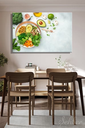 Vegan Beslenme Kasesi (Buddha Bowl) Yatay Kanvas Tablo 3857
