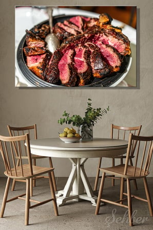Orta Pişmiş T-Bone Veya Fiorentina Bifteği (Bistecca Alla Fiorentina) Yatay Kanvas Tablo 3902