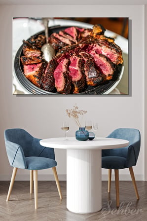 Orta Pişmiş T-Bone Veya Fiorentina Bifteği (Bistecca Alla Fiorentina) Yatay Kanvas Tablo 3902