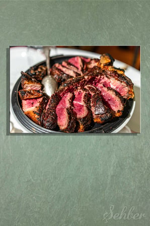 Orta Pişmiş T-Bone Veya Fiorentina Bifteği (Bistecca Alla Fiorentina) Yatay Kanvas Tablo 3902
