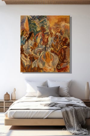 Jules Pascin'nin "Cuban Hospitality" (Küba Misafirperverliği) Adlı Eseri Kare Kanvas Tablo 3915