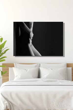 Siyah Beyaz Estetik Sanatsal Bir Kişi Figürü Yatay Kanvas Tablo Tekli 3949