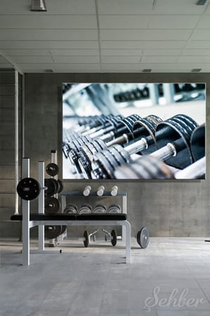 Spor Salonunda Farklı Ağırlıklara Sahip Dambıllar (El Halterleri) Yatay Kanvas Tablo Tekli 3957