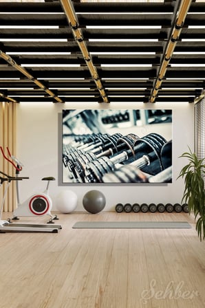 Spor Salonunda Sıralanmış Ağır Döküm Dambıllar Yatay Kanvas Tablo Tekli 3968