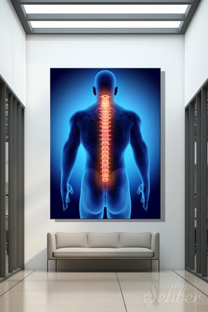 Omurgayı (Vertebral Kolon) Ve Sırt Anatomisi Tıbbi 3D İllüstrasyon Dikey Kanvas Tablo Tekli 3985