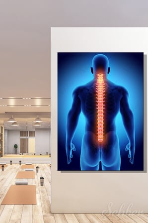 Omurgayı (Vertebral Kolon) Ve Sırt Anatomisi Tıbbi 3D İllüstrasyon Dikey Kanvas Tablo Tekli 3985