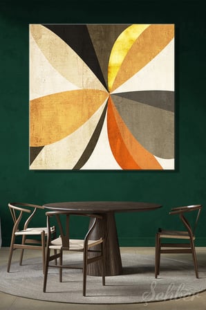Sarı Hardal Kiremit Gri Tonlarda Dairesel Geometrik Formlar Modern Soyut Kare Kanvas Tablo 4076
