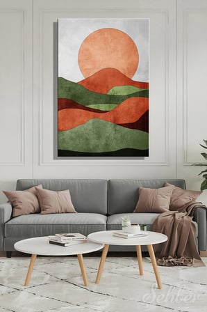 Toprak Tonlarında Soyut Modern Bir Boho Manzara Dikey Kanvas Tablo 4083