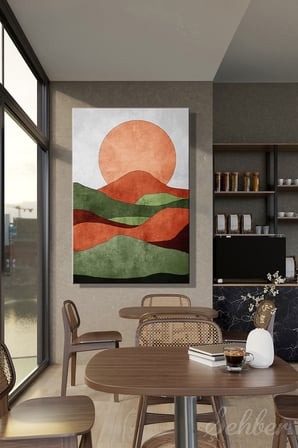 Toprak Tonlarında Soyut Modern Bir Boho Manzara Dikey Kanvas Tablo 4083