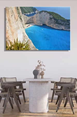 Kanvas Tablo Zakintos Adası Navagio Plajı'nı (Batık Koyu) Yatay Duvar Tablosu - 4085