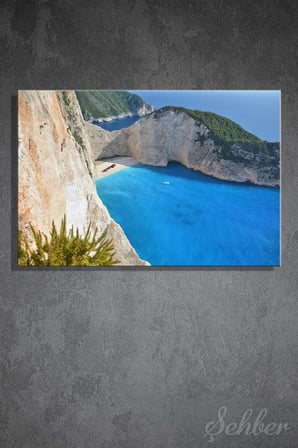 Kanvas Tablo Zakintos Adası Navagio Plajı'nı (Batık Koyu) Yatay Duvar Tablosu - 4085