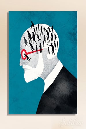 Sigmund Freud'un Zihnindeki Karmaşık Düşünce Dünyasını Simgeleyen Kanvas Tablo Dikey Tekli 4155