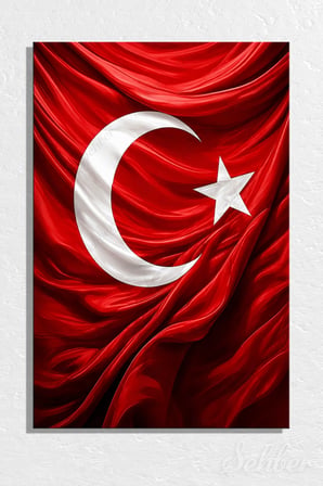 Dalgalanan Türk Bayrağı Kanvas Tablosu Dikey Tekli 4169