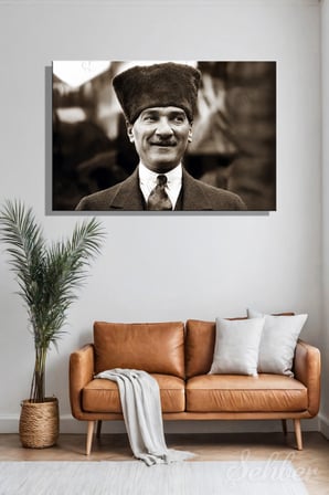 Türkiye Cumhuriyeti'nin Kurucusu Gazi Mustafa Kemal Atatürk Portresi Yatay Kanvas Tablo 4182