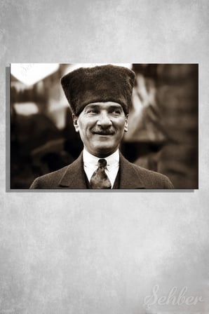 Türkiye Cumhuriyeti'nin Kurucusu Gazi Mustafa Kemal Atatürk Portresi Yatay Kanvas Tablo 4182