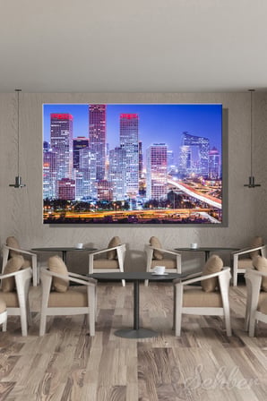 Kanvas Tablo Pekin İş Bölgesi (Cbd) Gece Vakti Silüeti Yatay Duvar Tablosu - 4213