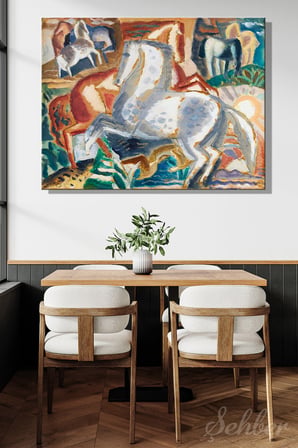 Kanvas Tablo Leo Gestel "Landscape And Horses" Yatay Salon Tablosu - 4307