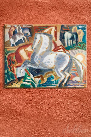 Kanvas Tablo Leo Gestel "Landscape And Horses" Yatay Salon Tablosu - 4307