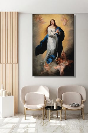 Kanvas Tablo Bartolomé Esteban Murillo Escorial Lekesiz Doğuşu Dikey Salon Tablosu - 4311