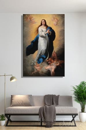 Kanvas Tablo Bartolomé Esteban Murillo Escorial Lekesiz Doğuşu Dikey Salon Tablosu - 4311