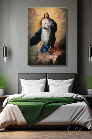 Kanvas Tablo Bartolomé Esteban Murillo Escorial Lekesiz Doğuşu Dikey Salon Tablosu - 4311