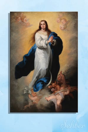 Kanvas Tablo Bartolomé Esteban Murillo Escorial Lekesiz Doğuşu Dikey Salon Tablosu - 4311