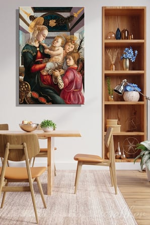 Kanvas Tablo Andro Botticelli (Madonna And Child With Angels Dikey Salon Tablosu - 4321