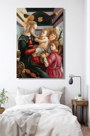 Kanvas Tablo Andro Botticelli (Madonna And Child With Angels Dikey Salon Tablosu - 4321